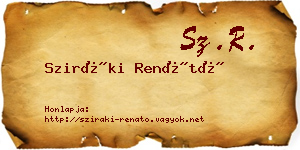 Sziráki Renátó névjegykártya